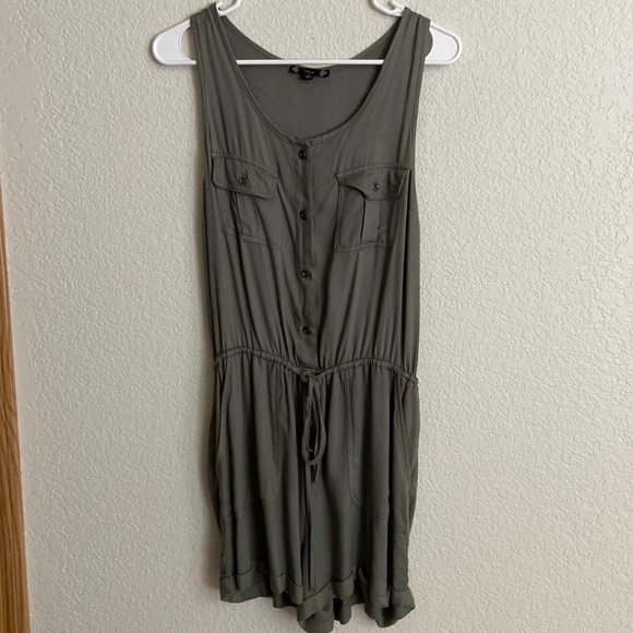 iris Pants - Green Womens Romper with Tank Top Straps